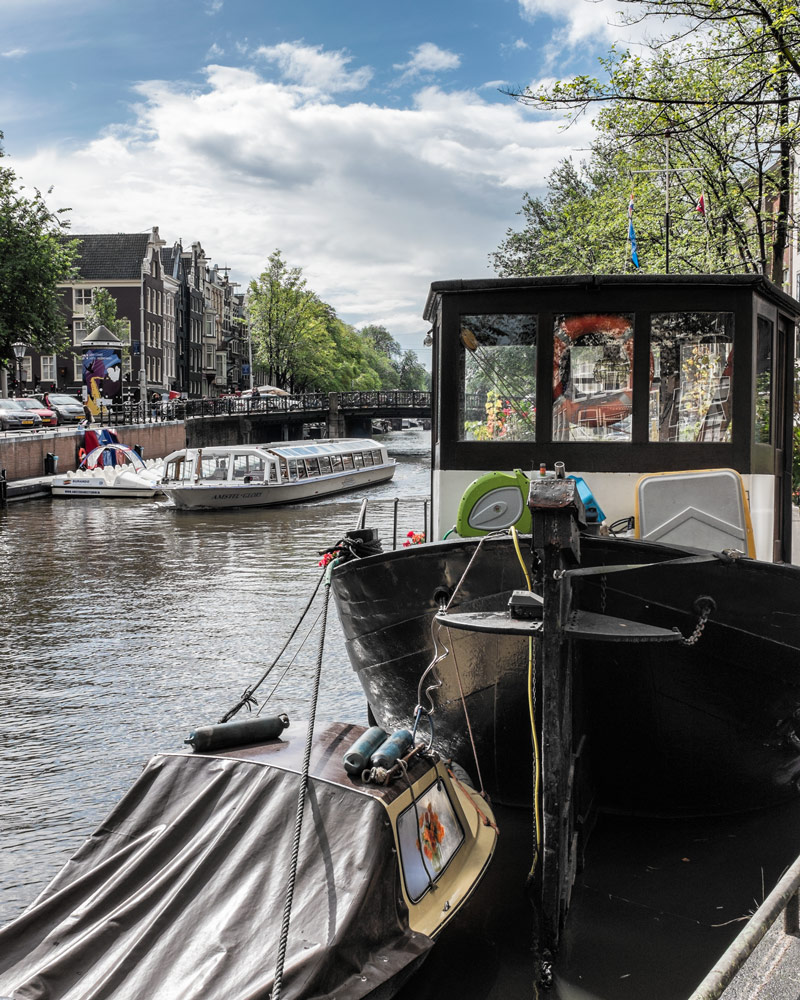 Canal boats Amsterdam Netherlands