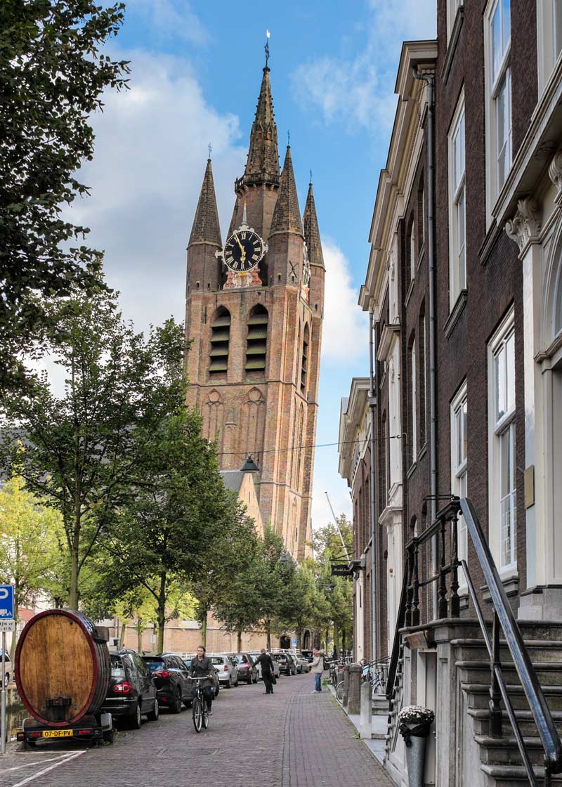 Old Church leaning Delft Netherlands