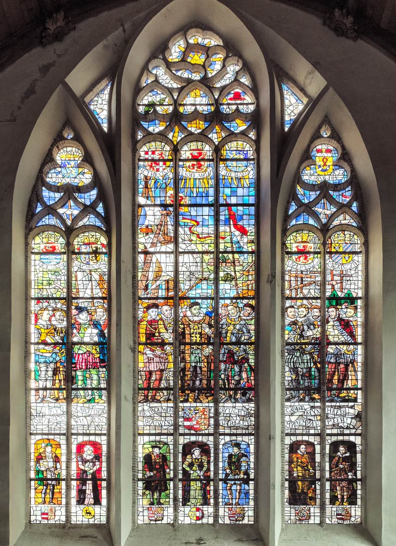 Old Church stained glass window Delft Netherlands