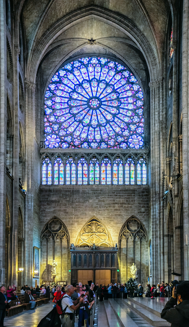 Paris Notre Dame interior rose window Paris Franceg