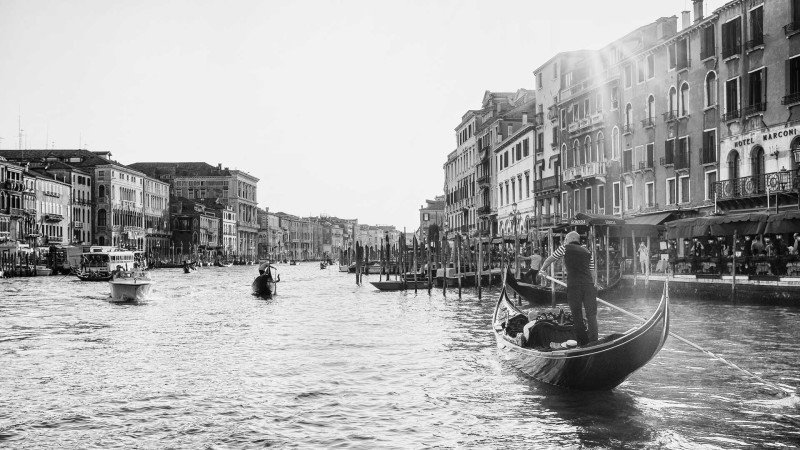 Grand Canal gondolas Venice Italy
