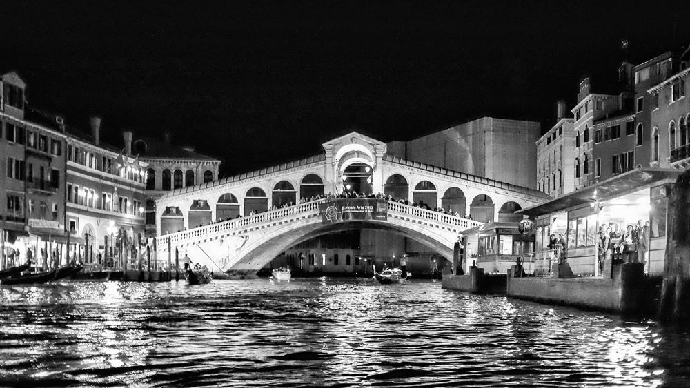 Rialto Bridge at night Venice Italy