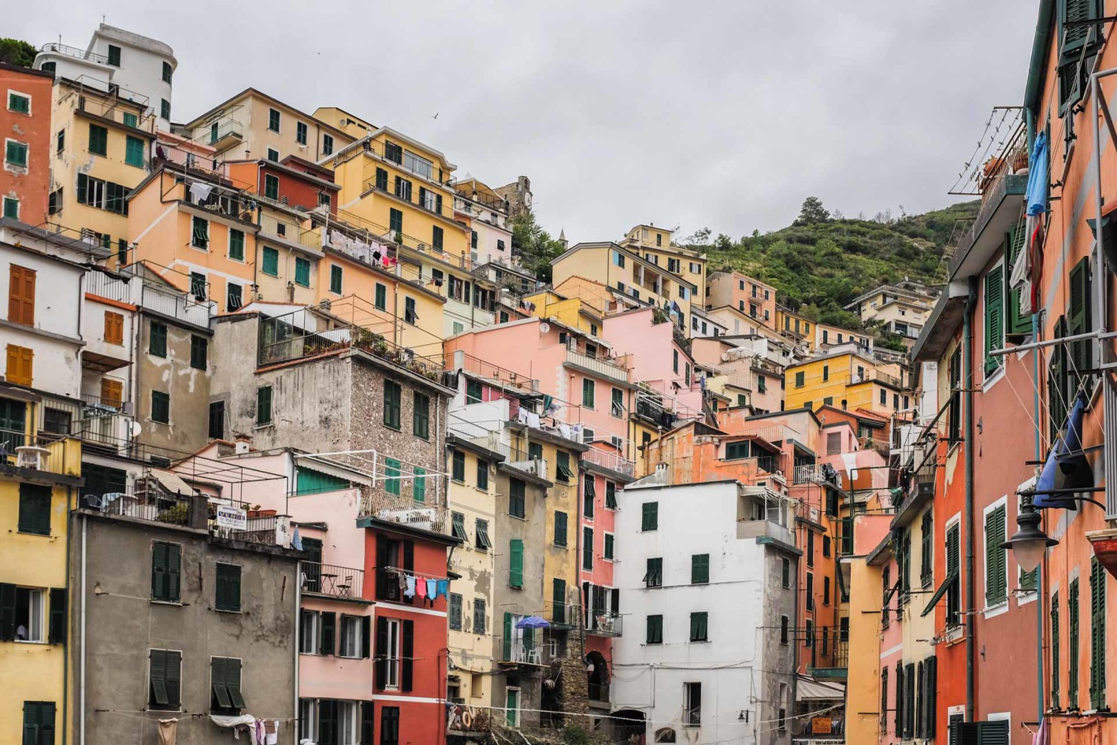 Riomaggiore hillside houses Cinque Terre Italy