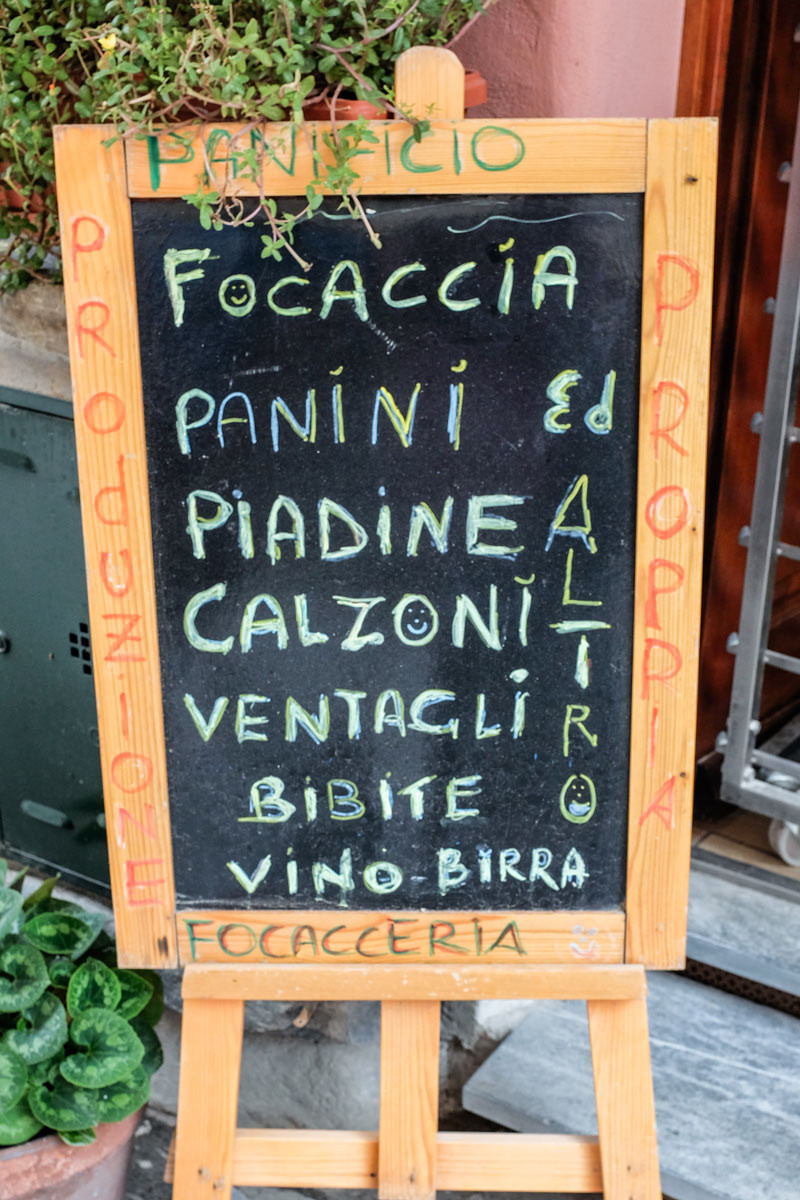 Vernazza menu board Cinque Terre Italy