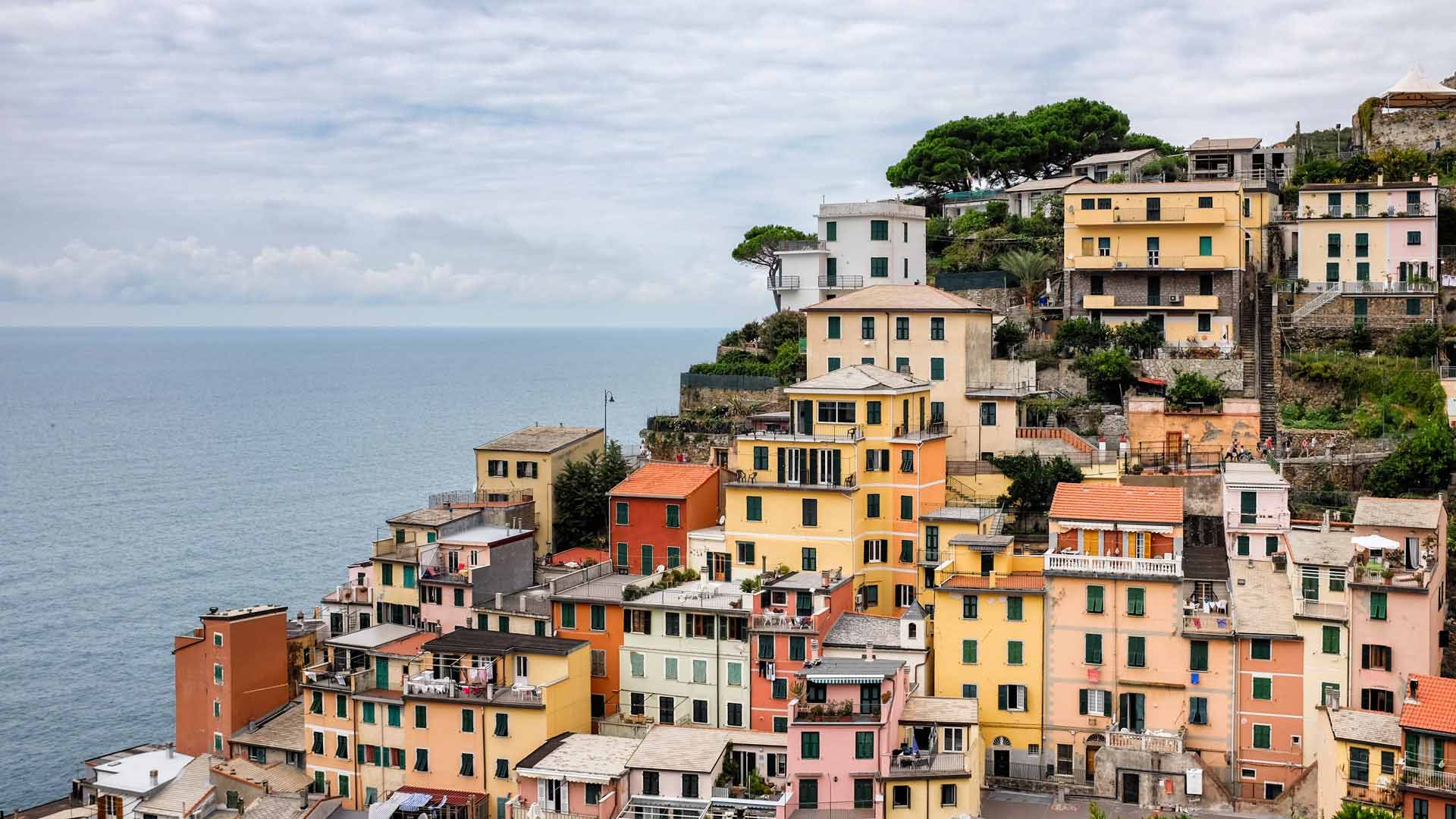 Riomaggiore hillside houses Cinque Terre Italy