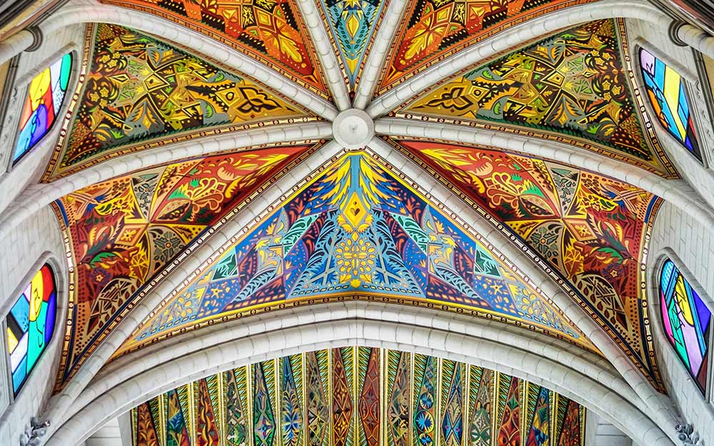Almudena Cathedral altar ceiling Madrid Spain
