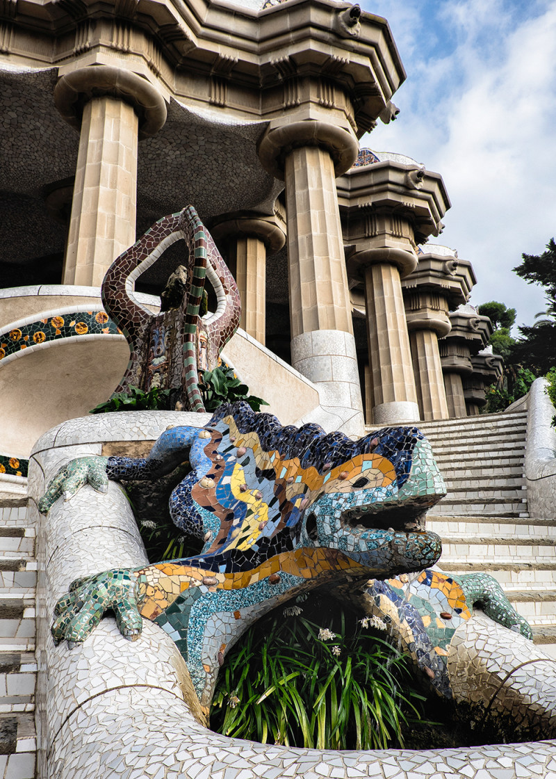 Park Guell mosaic salamander "el drac" Barcelona Spain