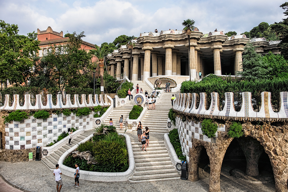 Park Guell staircase entrance Barcelona Spain