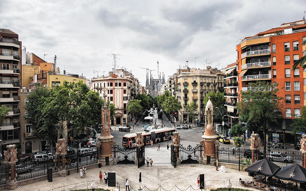 Sant Pau overlooking city Barcelona Spain