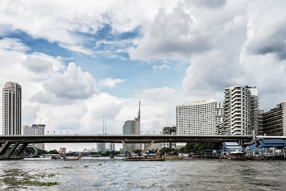 Chao Phraya River MBK metro line overpass Bangkok Thailand