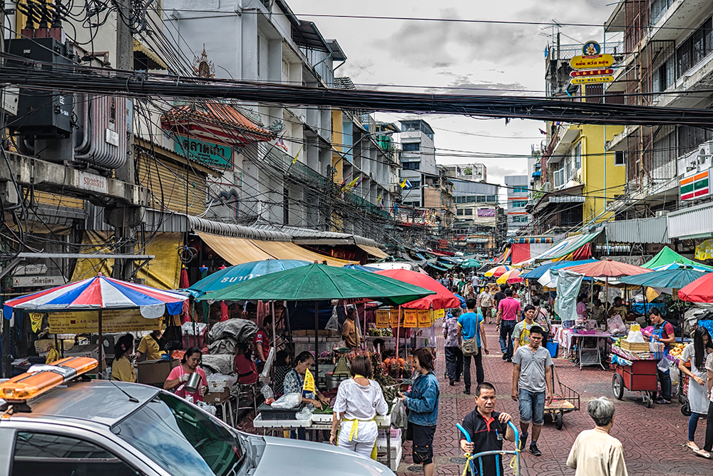Morning street market Bangkok Thailand