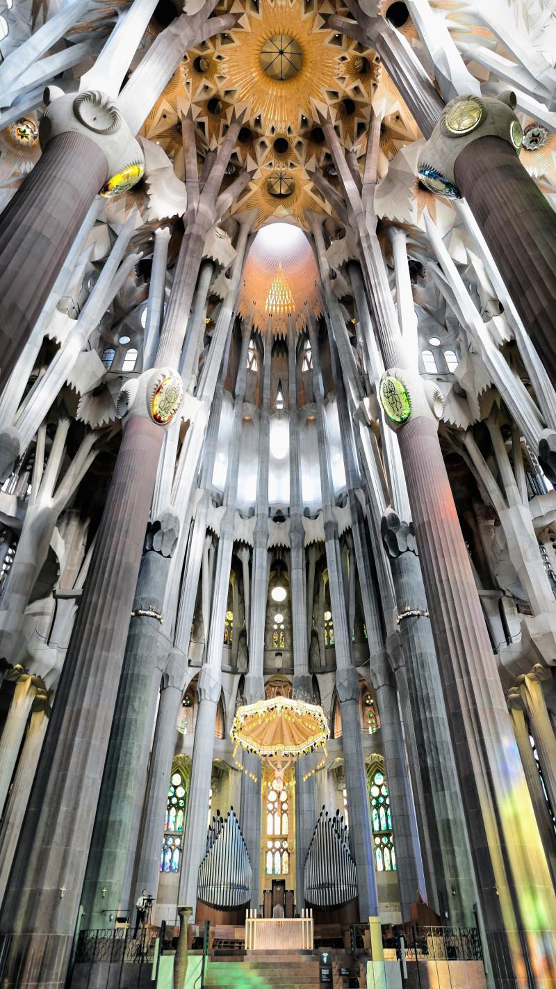 Sagrada Familia altar panorama Barcelona Spain