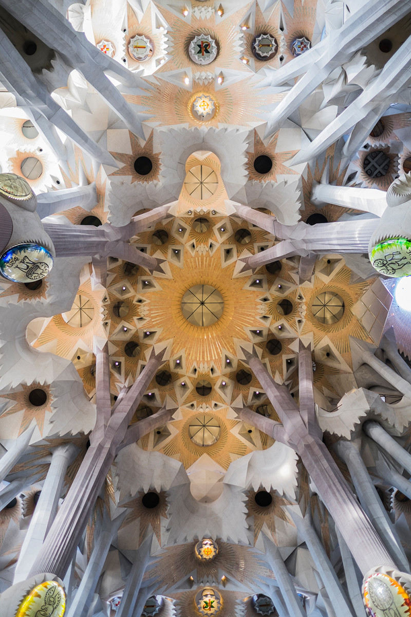 Sagrada Familia ceiling Barcelona Spain
