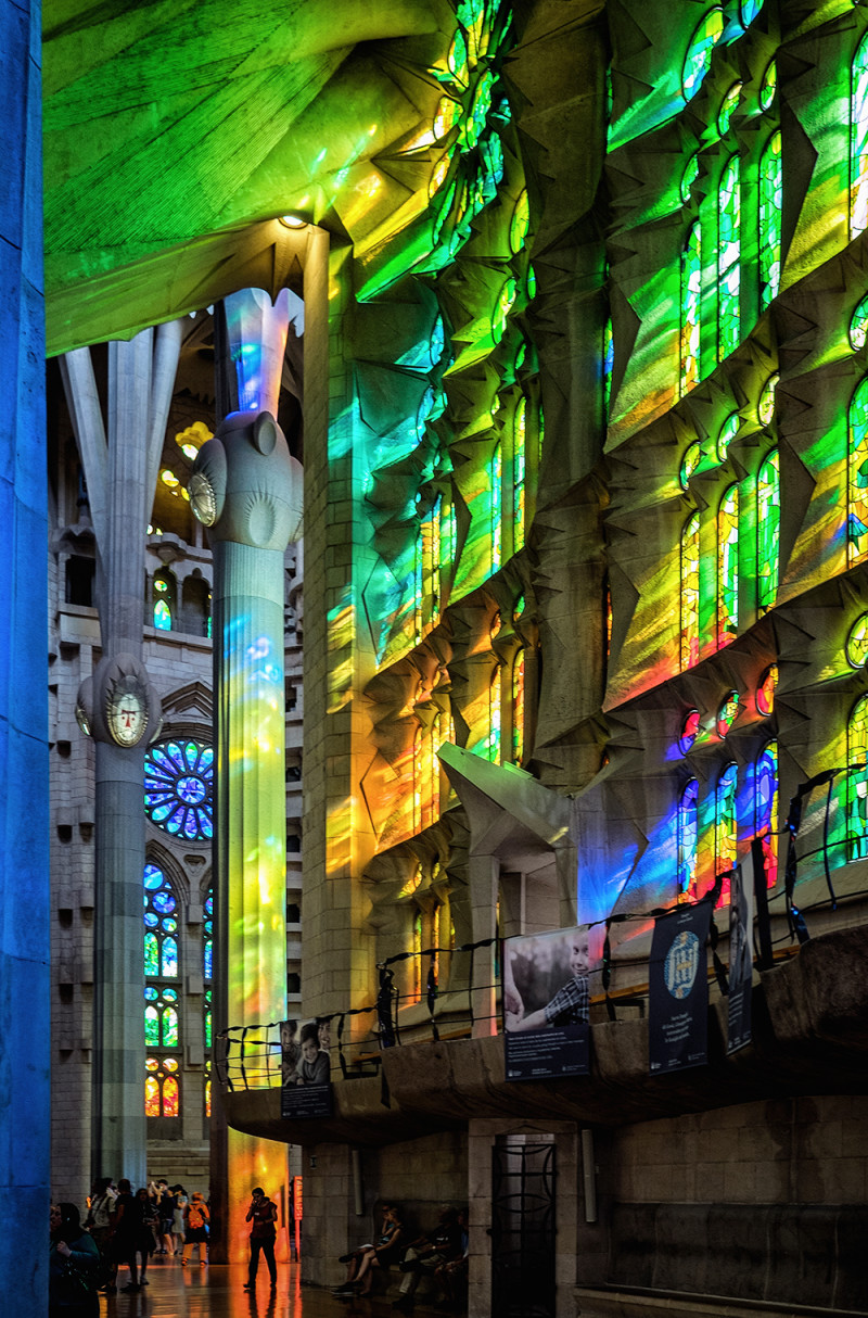 Sagrada Familia stained glass panels Barcelona Spain