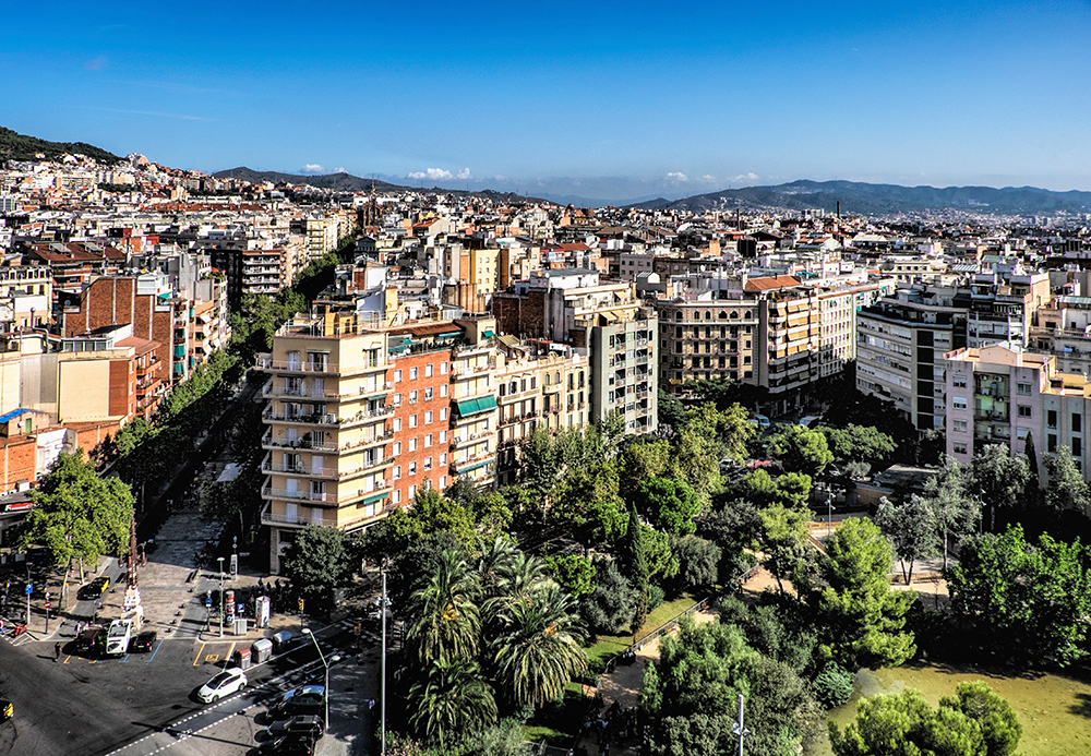 Sagrada Familia streets Barcelona Spain