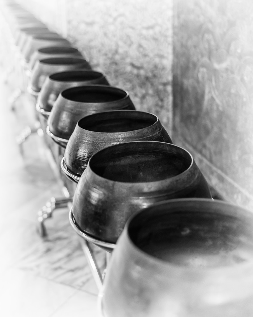 Wat Pho 108 bronze bowls Bangkok Thailand