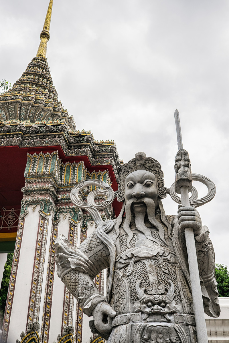 Wat Pho Chinese Guard spear Bangkok Thailand