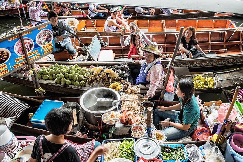 Damnoen Saduak Floating Market boats food Bangkok Thailand