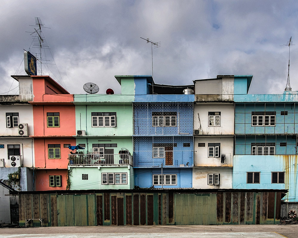 Damnoen Saduak dock rowhouses Bangkok Thailand