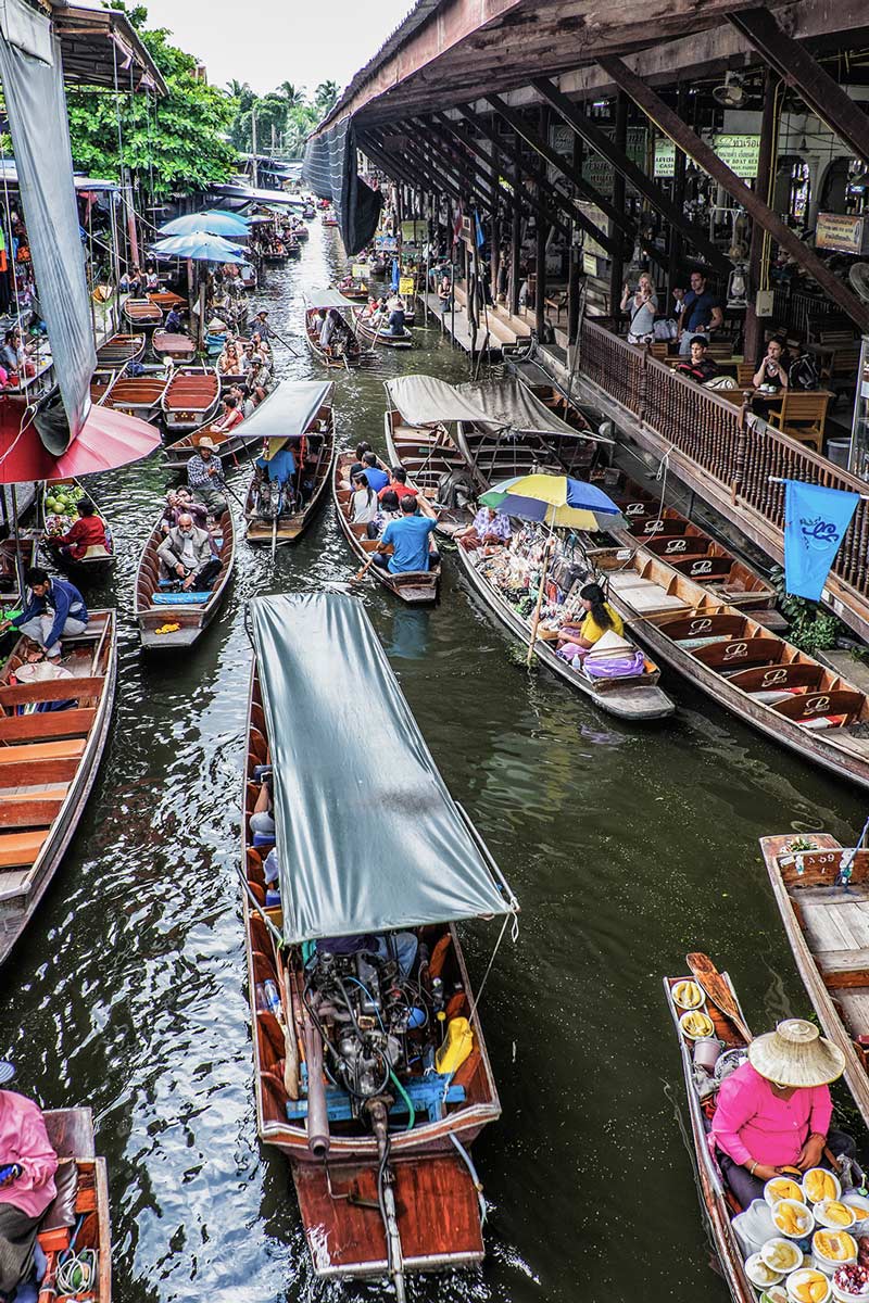 Damnoen Saduak floating market canal Bangkok Thailand