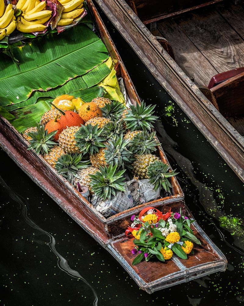 Damnoen Saduak floating market fruit boat Bangkok Thailand